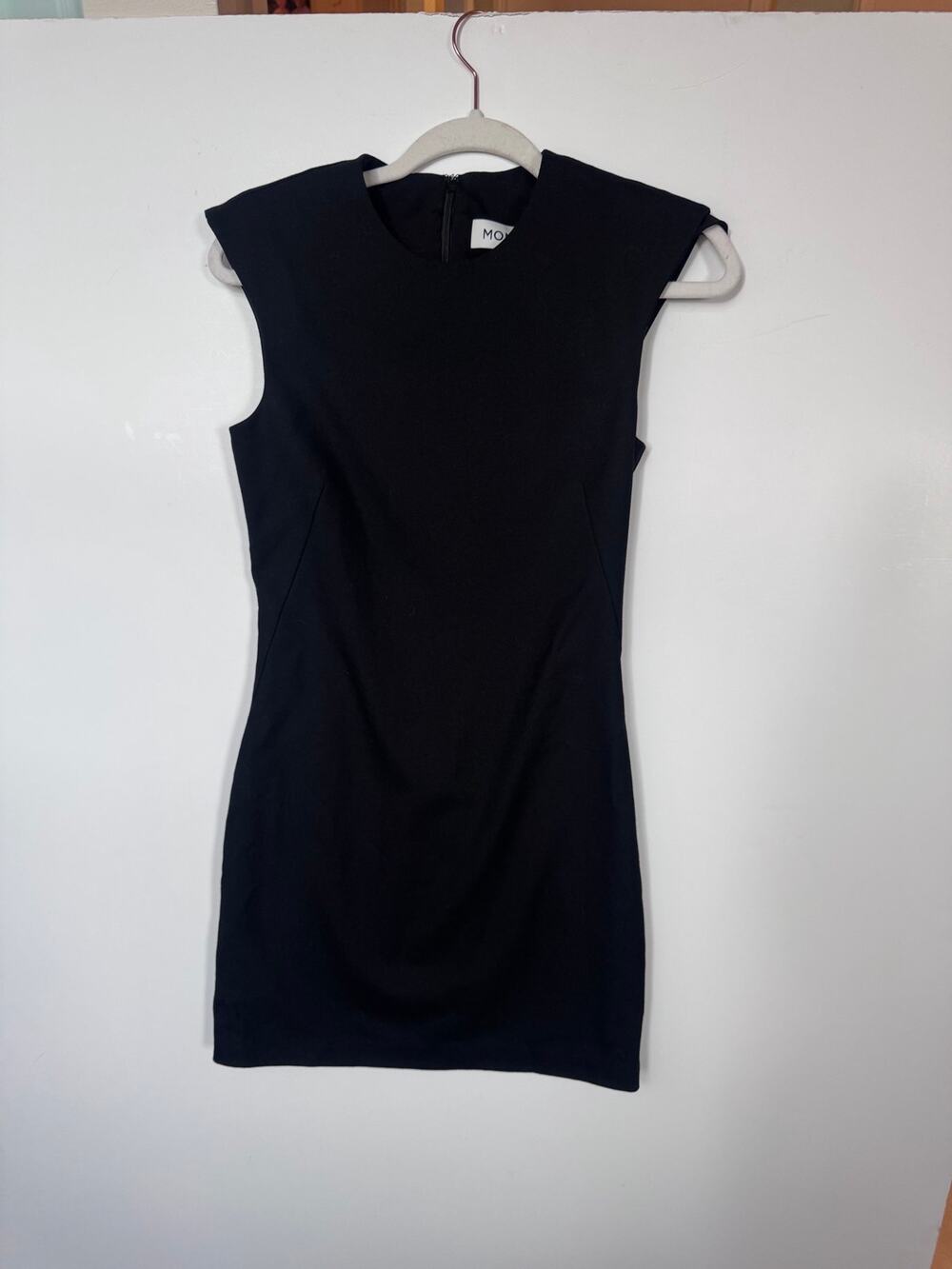 Monse Black Padded Shoulder Mini Dress Sleeveless Sheath Bodycon LBD size XS 0 2